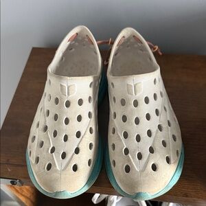 Kids Cream and Teal Slip-On Shoes